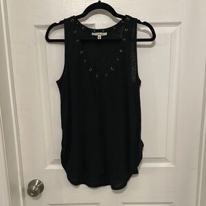 Express Black Tank Top with Eyelet Detail